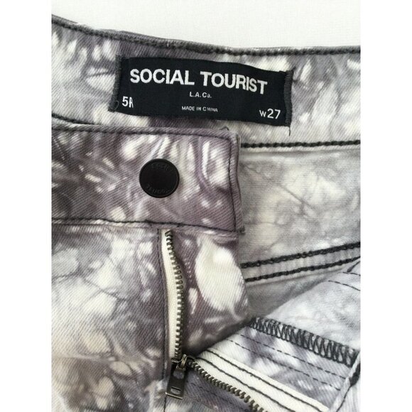 Social Tourist Womens Baggy Jeans Juniors Size 5 White Straight Wide Leg Tie Dye - Picture 11 of 12